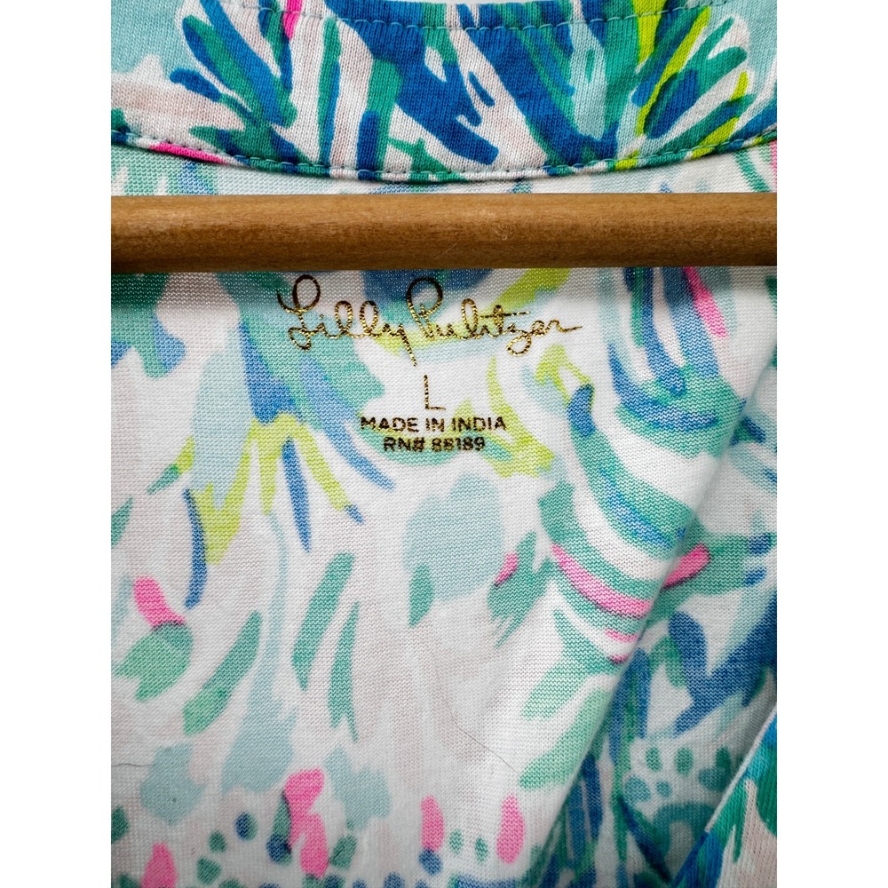 Lilly Pulitzer Lorina Swing Dress in the vibrant Blue Ibiza Cabana Size Large - Picture 9 of 11
